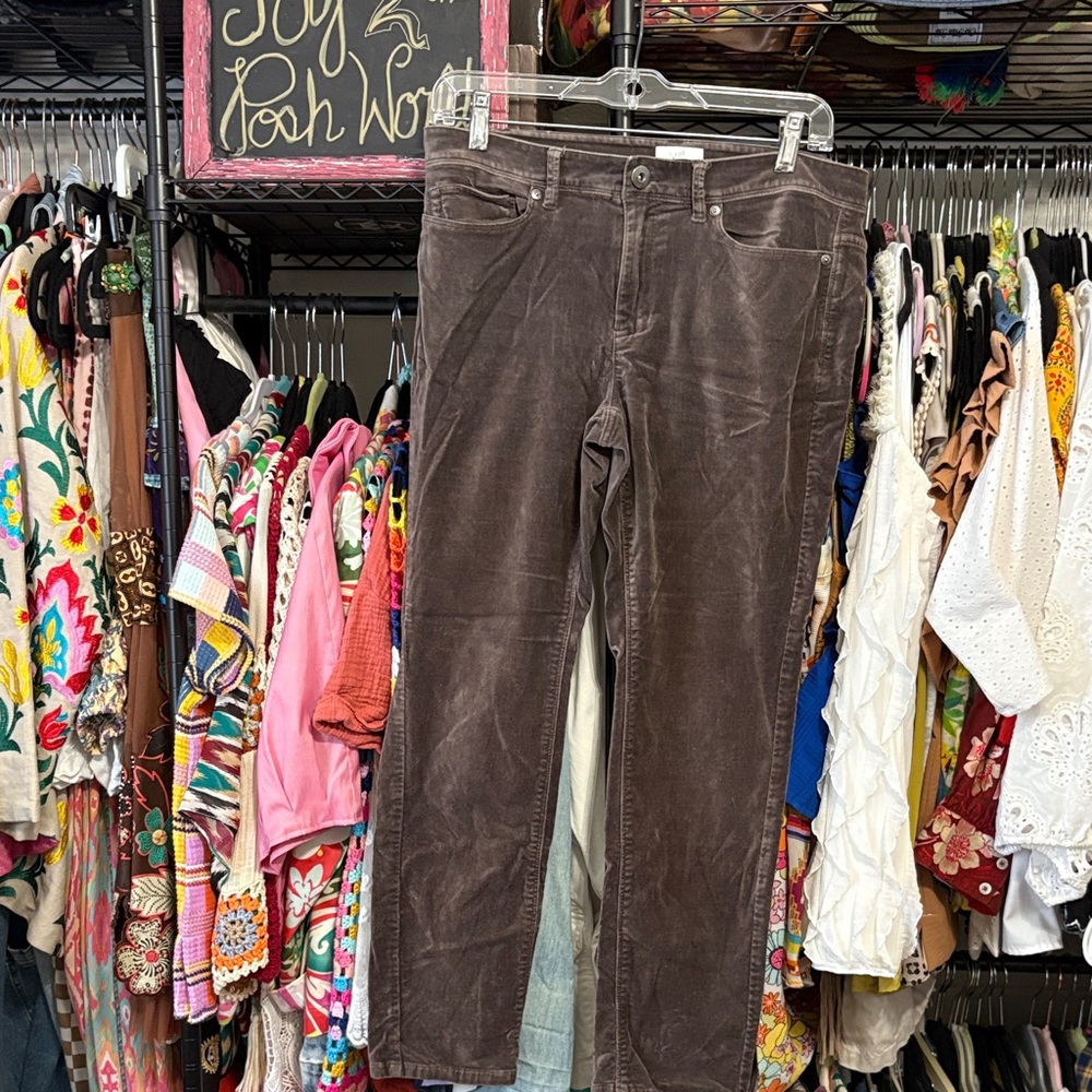 J Jill brown grey velvet straight leg pants